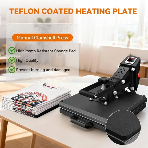 Miniatura 5 de AKEYDIY Prensa de calor de 15 x 15 pulgadas, prensa digital de camisas que se calienta rápido y uniforme, prensa de calor profesional extraíble