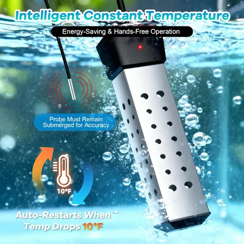 Miniatura 3 de Calentador de agua de inmersión portátil de 2000 W con termostato integrado y arranque retardado, calentamiento rápido para cubos, bañeras, bañera