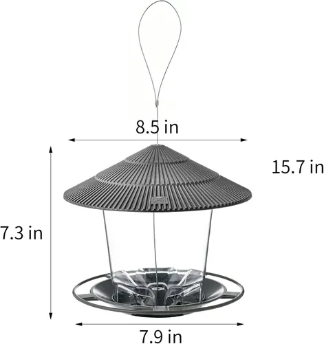 Miniatura 5 de Hanizi Comedero para Pájaros Colgante para Exteriores para Semillas de Aves Silvestres, Gris 02: Gris