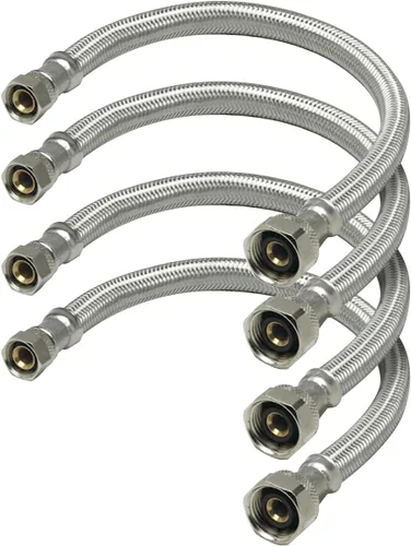 Conector de manguera de grifo Highcraft de 12 pulgadas de longitud, línea de suministro flexible trenzada de acero inoxidable de 1/2" IPS X 3/8"