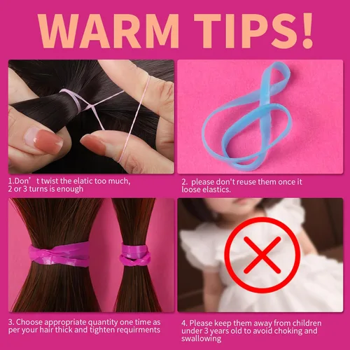 Miniatura 7 de Teenitor 2000 ligas para el pelo de niños pequeños, bandas elásticas de goma para el pelo de bebé, lazos para el pelo multicolor para niñas B