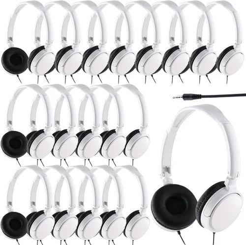Miniatura 9 de Yunsailing Paquete de 6 auriculares de clase con cable para estudiantes a granel para la escuela con auriculares ajustables envueltos