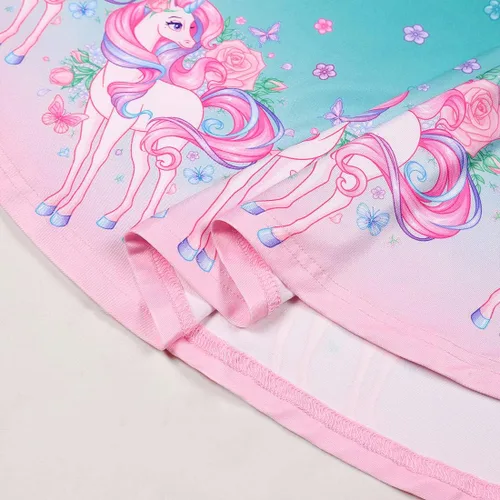 Miniatura 5 de Vestido Quedoris de unicornio para niña, vestido con vuelo para fiesta, estilo casual, con estampado, para niñas de 2 a 10 años