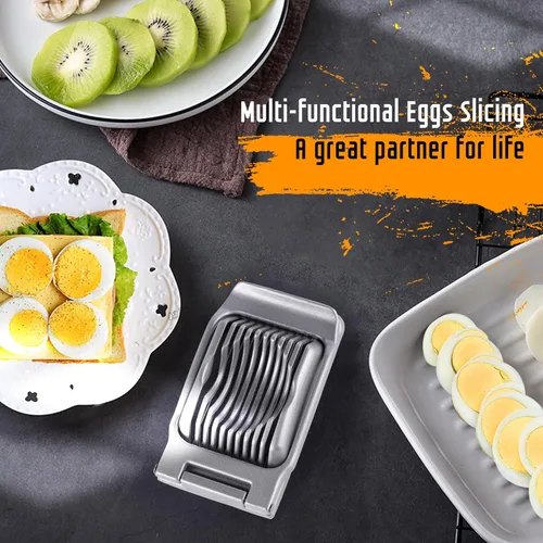 Miniatura 7 de Yuzxaun Cortador de Huevos para Huevos Duros, Alambre de Acero Inoxidable, Cortador de Huevos de Aluminio Resistente Apto para Lavavajillas