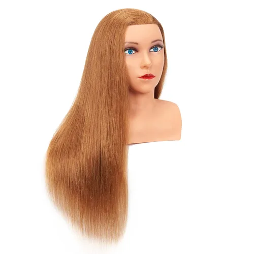 Miniatura 2 de Hairingrid Cabeza de maniquí 28"-30" 100% Cabello Humano para Peluquería y Cosmetología, Soporte de Abrazadera Incluido (R71619LB0624)