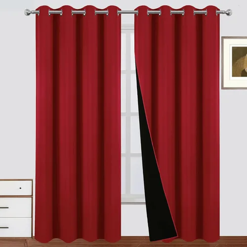 Miniatura 20 de LEMOMO Cortinas 100% opacas de 52 x 95 pulgadas, 2 paneles de oscurecimiento con aislamiento térmico para dormitorio Negro