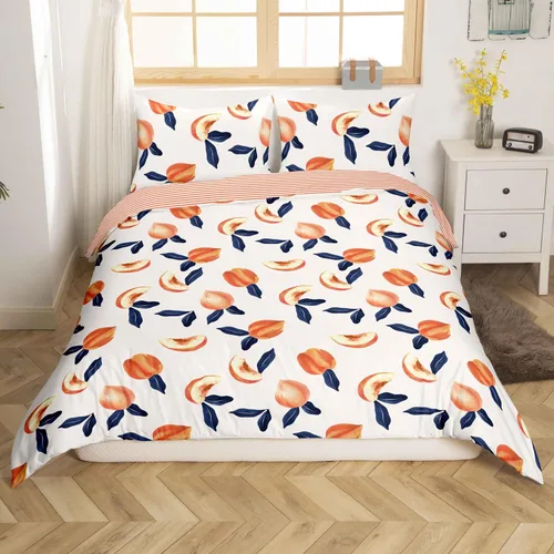 Miniatura 3 de Feelyou - Juego de funda de edredón con 2 fundas de almohada, de microfibra suave de poliéster, diseño de frutas de caricatura, individual y queen