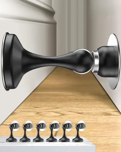 Miniatura 18 de Crosize Topes magnéticos para puerta, paquete de 4, topes de puerta de acero inoxidable para montaje en pared y piso, soporte de puerta mantiene