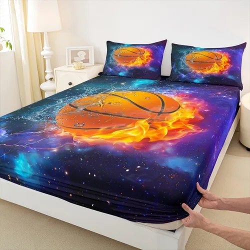 Miniatura 11 de Homewish Axolotl - Sábana bajera ajustable Kawaii para niños, tamaño individual, juego de ropa de cama de teñido anudado con pintura de acuarela