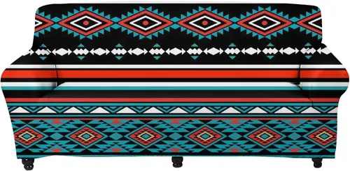 Miniatura 24 de Forchrinse Funda de sofá con estampado navajo africano para sofá de 1 cojín, funda elástica para sofá, protector de muebles para casa rural, hogar