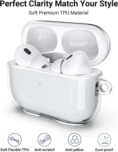 Miniatura 2 de ULAK Funda transparente para Airpods Pro de 2ª/1ª generación 2022/2019, funda protectora transparente de TPU suave para Airpods Pro 2, funda