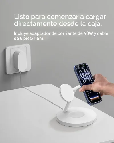 Miniatura 7 de Cargador compatible con Belkin MagSafe, estación de carga inalámbrica 3 en 1, carga inalámbrica certificada Qi2 de 15 W para Apple iPhone serie 17