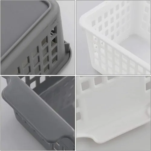 Miniatura 4 de Cestas de almacenamiento de plástico delgadas, cestas de almacenamiento rectangulares de plástico, 6 paquetes