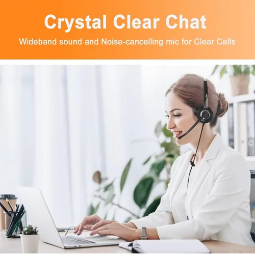 Miniatura 4 de Auriculares para teléfono compatibles con Grandstream Yealink Snom Phones Micrófono con cancelación de ruido, voz HD RJ9 y adaptador de 0.138 in