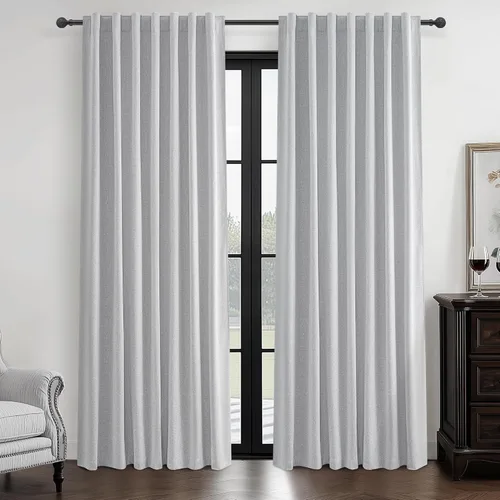 Miniatura 57 de Cortinas opacas extraanchas, 2 paneles para puertas corredizas de vidrio, moderna mezcla de lino plisado pesado, piso a techo, ventanas grandes, 70