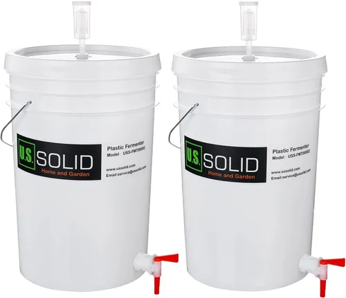 Miniatura 9 de U.S. Solid Fermentador de plástico – Cubo de fermentación de grado alimenticio de 5 galones fermentador de elaboración casera con espita y esclusa