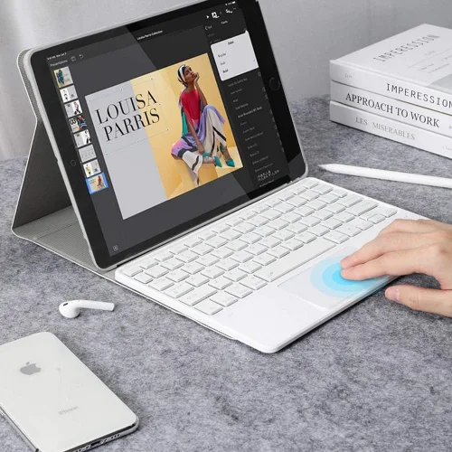 Miniatura 7 de Funda de teclado retroiluminada para Galaxy Tab A8 de 10.5 pulgadas, modelo 2021 SM-X200/X205/X207, funda de soporte de piel sintética con teclado
