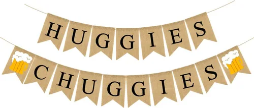 Chuggies Dad - Decoración de fiesta de baby shower, pancarta de arpillera de Chuggies, suministros y recuerdos de fiesta de baby shower, cartel de