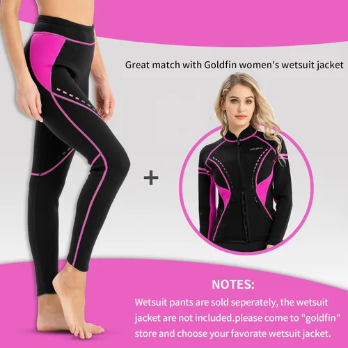 Miniatura 5 de GoldFin pantalones de traje de neopreno para mujer, 2 mm de neopreno, pantalones para mantenerse caliente para aeróbicos acuáticos, buceo, surf