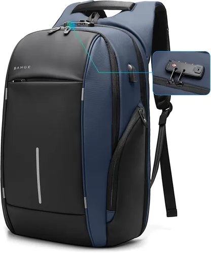 Miniatura 10 de Mochila de viaje BANGE, mochila antirrobo para laptop, compatible con portátiles de 15.6 pulgadas, Negro, Mediana, Computadora portátil