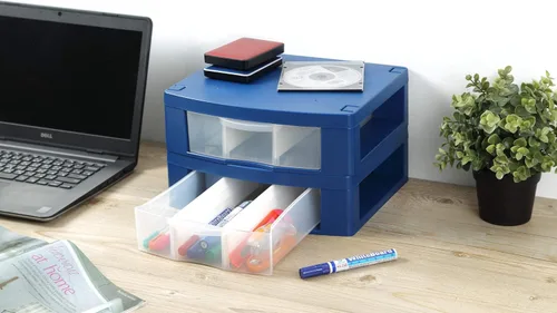 Miniatura 5 de Organizador de casillero con dos separadores de cajones extraíbles, cajones de almacenamiento ajustables, hecho de plástico ABS resistente