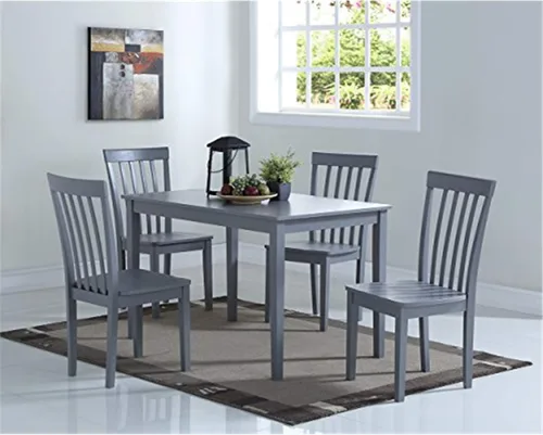Angel Line Kayla - Juego de comedor de 5 piezas, mesa rectangular y 4 sillas, color gris