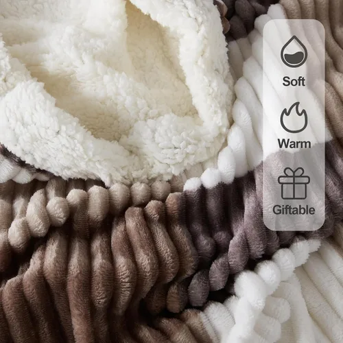Miniatura 3 de Gracelife Manta de forro polar Sherpa para sofá, manta de felpa mullida y cálida para mujeres y hombres, acogedora manta gruesa y suave
