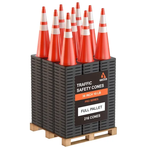Miniatura 8 de GECCO ™ Paquete de 8 conos de tráfico naranjas pesados de 36 pulgadas y 10 libras Conos de seguridad grandes, conos naranjas, conos
