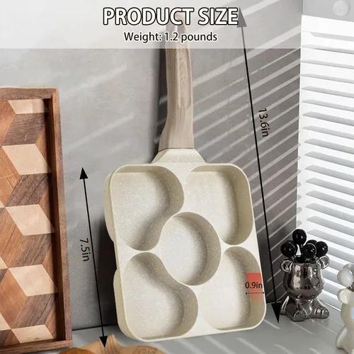 Miniatura 8 de JUSTUP Sartén antiadherente para tortilla de 5 tazas, sartén saludable de granito de aluminio para panqueques, sartén con mango resistente al calor