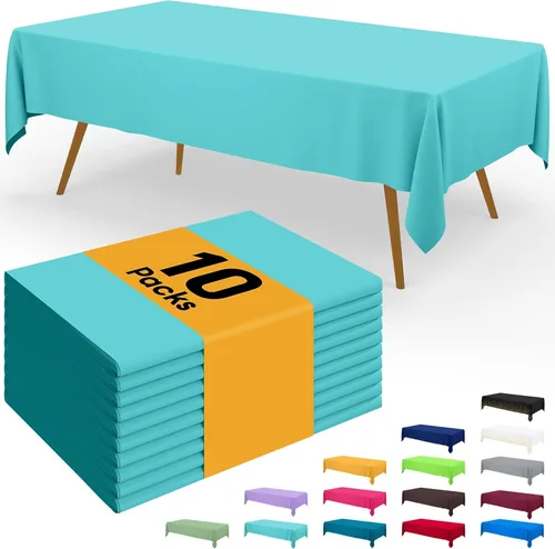 Miniatura 126 de Smiry - Juego de 6 manteles desechables, 54 x 78 pulgadas, manteles impermeables rectangulares para fiestas, cubierta de mesa de plástico