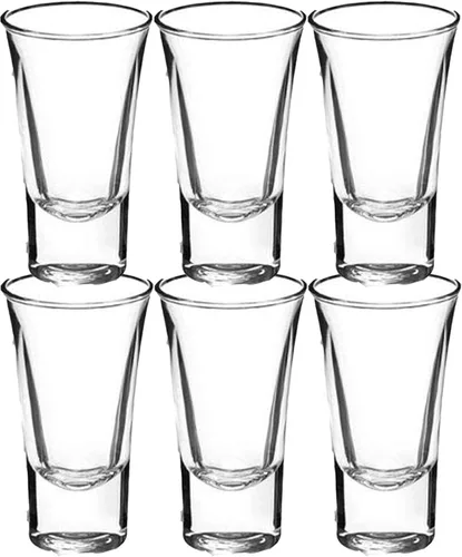 Gmark Juego de vasos para shots de 2 oz con base pesada, vasos de whisky - Juego de 6 piezas, ideal para degustación de vinos, tiradores, vertedor