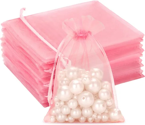 Miniatura 22 de G2PLUS Bolsas de organza con cordón de 4 x 6 pulgadas, 100 bolsas de organza azul aguamarina, bolsas de malla transparente para joyas, bolsa
