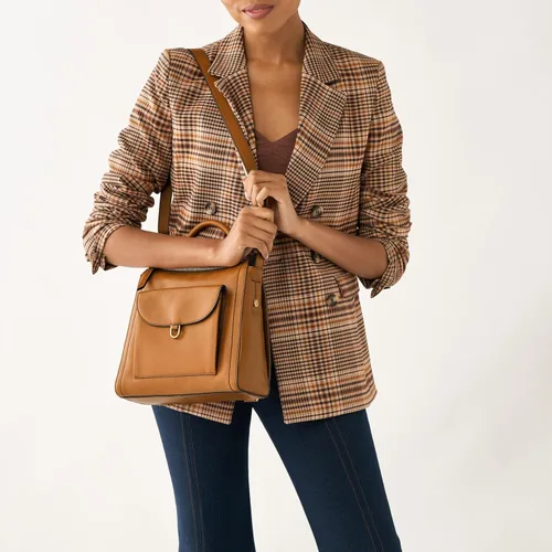 Miniatura 6 de Fossil Parker - Mini mochila de cuero para mujer, Camello