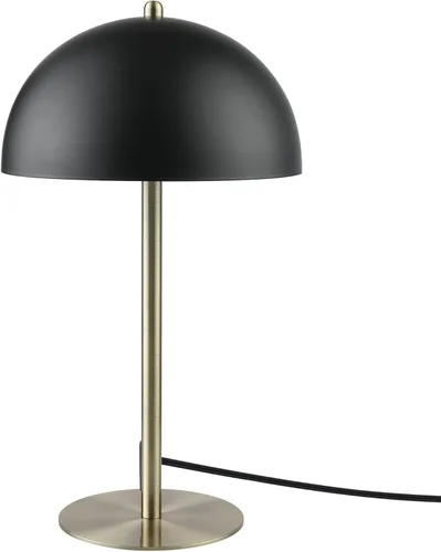 Globe Electric 52938 Luna - Lámpara de escritorio de 15 pulgadas, negro mate, detalles de latón mate, interruptor basculante de encendido/apagado en