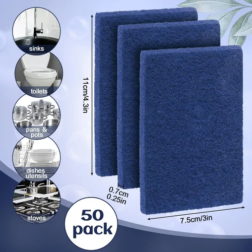Miniatura 2 de Hoolerry 100 piezas de almohadillas resistentes para fregar que no rayan, almohadillas de limpieza domésticas para limpiar, estropajo reutilizable