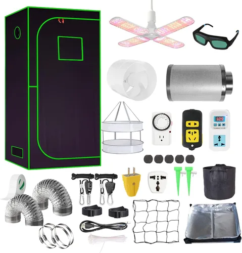 Kit completo de tienda de cultivo de 2 x 2 pies, tienda completa de cultivo de Mylar de alta reflexión + luz LED de cultivo hidropónico, sistema de