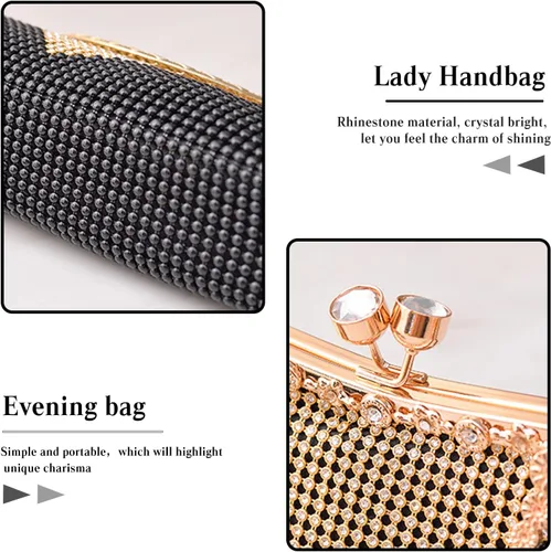Miniatura 5 de Bolso de mano de noche para mujer, bolso de cristal con diamantes de imitación