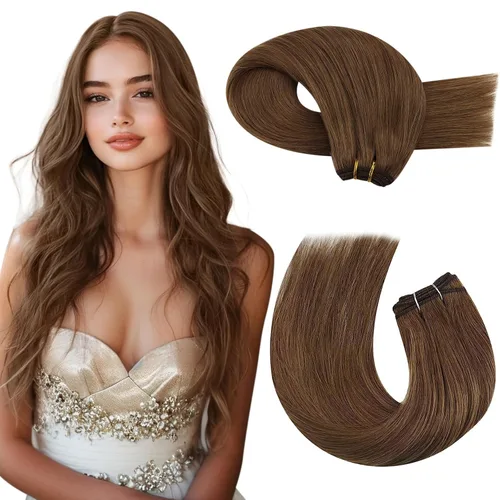 Miniatura 55 de Moresoo - Extensiones de cabello humano real cosidas, Remy, lacio, doble trama, color negro jet, 14 pulgadas, 3.53 onzas