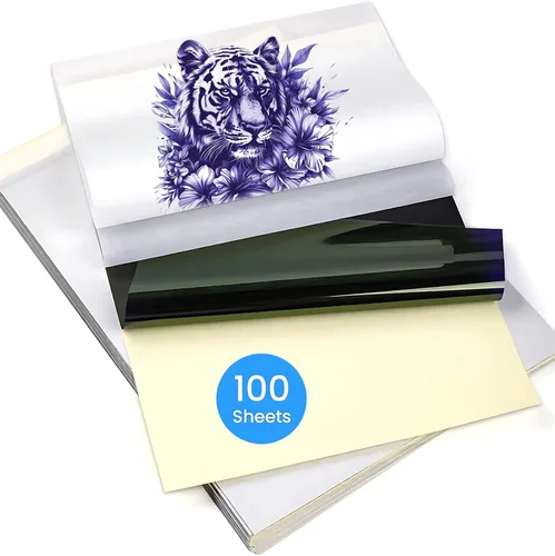 Papel de transferencia de tatuajes, 100 hojas de papel de plantilla de tatuaje, papel de plantilla para tatuaje, tamaños A4, kit de plantillas de