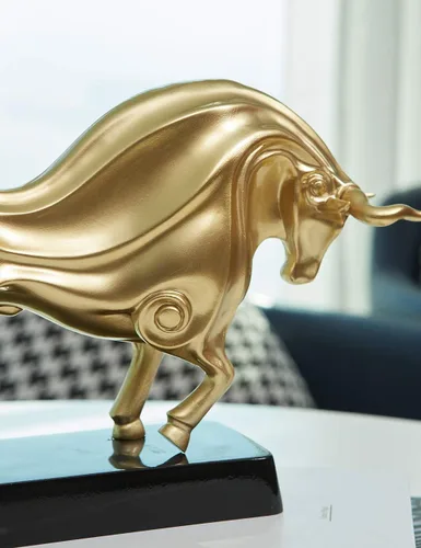 Miniatura 5 de HAUCOZE Wall Street - Estatua de toro de animal, figura de la suerte, regalo moderno para decoración del hogar, arte para sala de estar, poliresina