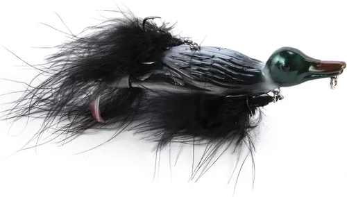 Dr.Fish Topwater - Señuelo de pesca de pato de 4.1 pulgadas, realista, 3D, anzuelos de plumas de cebo duro flotantes, cebo artificial, lucio, lucio,