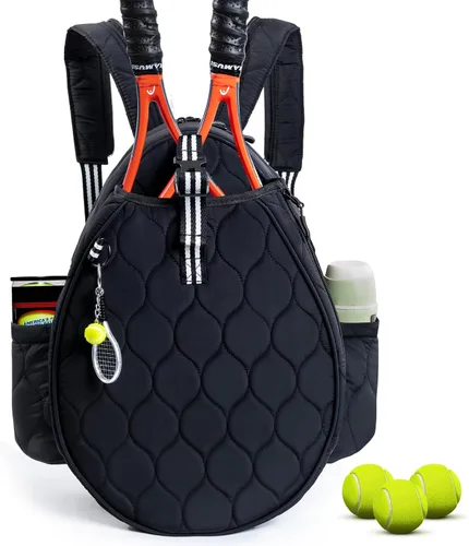 Bolsa de tenis acolchada para mujer – Mochila de tenis y bandolera | Capacidad para 2 raquetas o 3 paletas de pickleball | Bolsa ligera para raqueta