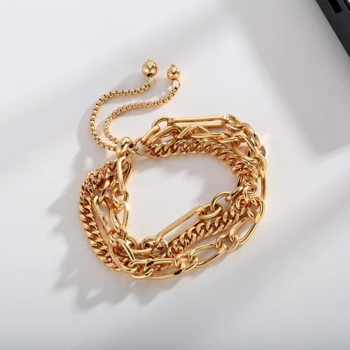 Miniatura 6 de Pulseras de oro de 14 quilates para mujer, pulsera deslizante ajustable para mujer, pulsera de cadena de oro