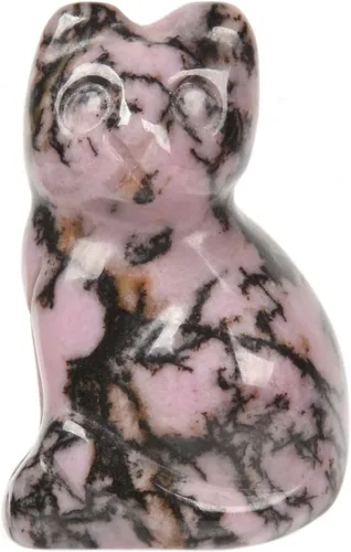 Miniatura 40 de Justinstones Escultura de gato tallada de cristal de cuarzo, estatua de gato de animal gatito de 1.181 in, mini figura de gato sentado de cristal