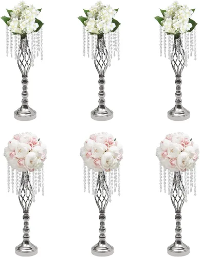 Miniatura 36 de Juego de 10 portavelas de metal dorado de 10.2 pulgadas de alto, florero, arreglo floral, candelabro, candelabro, portavelas para bodas, fiestas