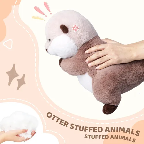Miniatura 5 de Riuhot Lindos animales de peluche de nutria marina suave, juguete de peluche de 15.7 pulgadas para fiesta de cumpleaños de Navidad, regalo