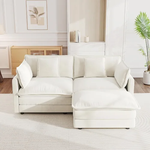 Miniatura 9 de mikibama - Sofá seccional modular, sofá en forma de L de 76.4 pulgadas para sala de estar, sofá cama cómodo tipo nube con otomano móvil, combinación
