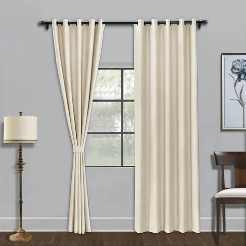 Miniatura 29 de Fcosie Cortinas opacas de 84 pulgadas de largo con textura de lino, con aislamiento térmico, con ojales en la parte superior con forro opaco blanco