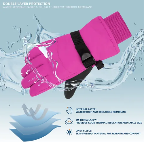 Miniatura 18 de AMYIPO - Guantes de invierno para niños y niñas, ideales para esquí, nieve, snowboard