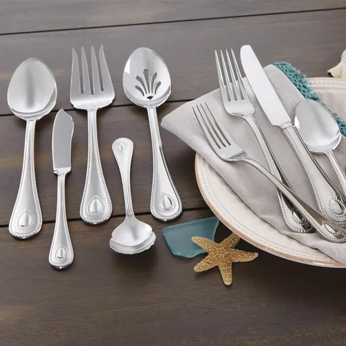 Miniatura 11 de Juego de Cubiertos Lenox para 12, Juego de Cubiertos French Perle de 65 Piezas con Utensilios para Servir, Servicio para 12, Elegantes Utensilios